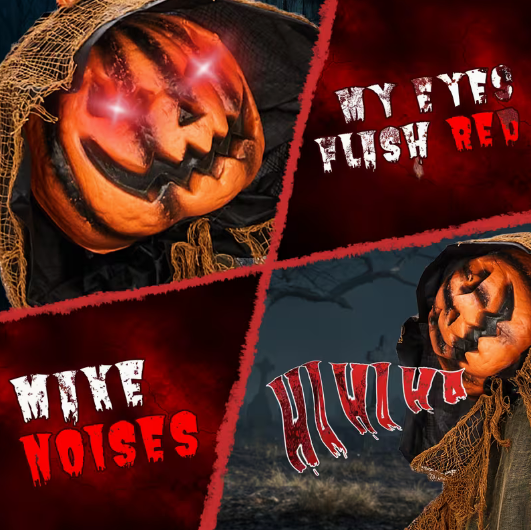 5.8ft Tall Halloween Pumpkin with Red Glowing Eyes – Spooky Animated Outdoor Decoration