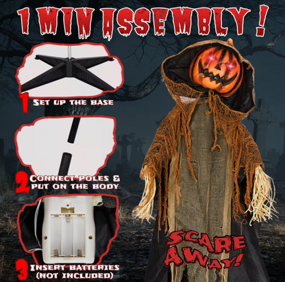 5.8ft Tall Halloween Pumpkin with Red Glowing Eyes – Spooky Animated Outdoor Decoration