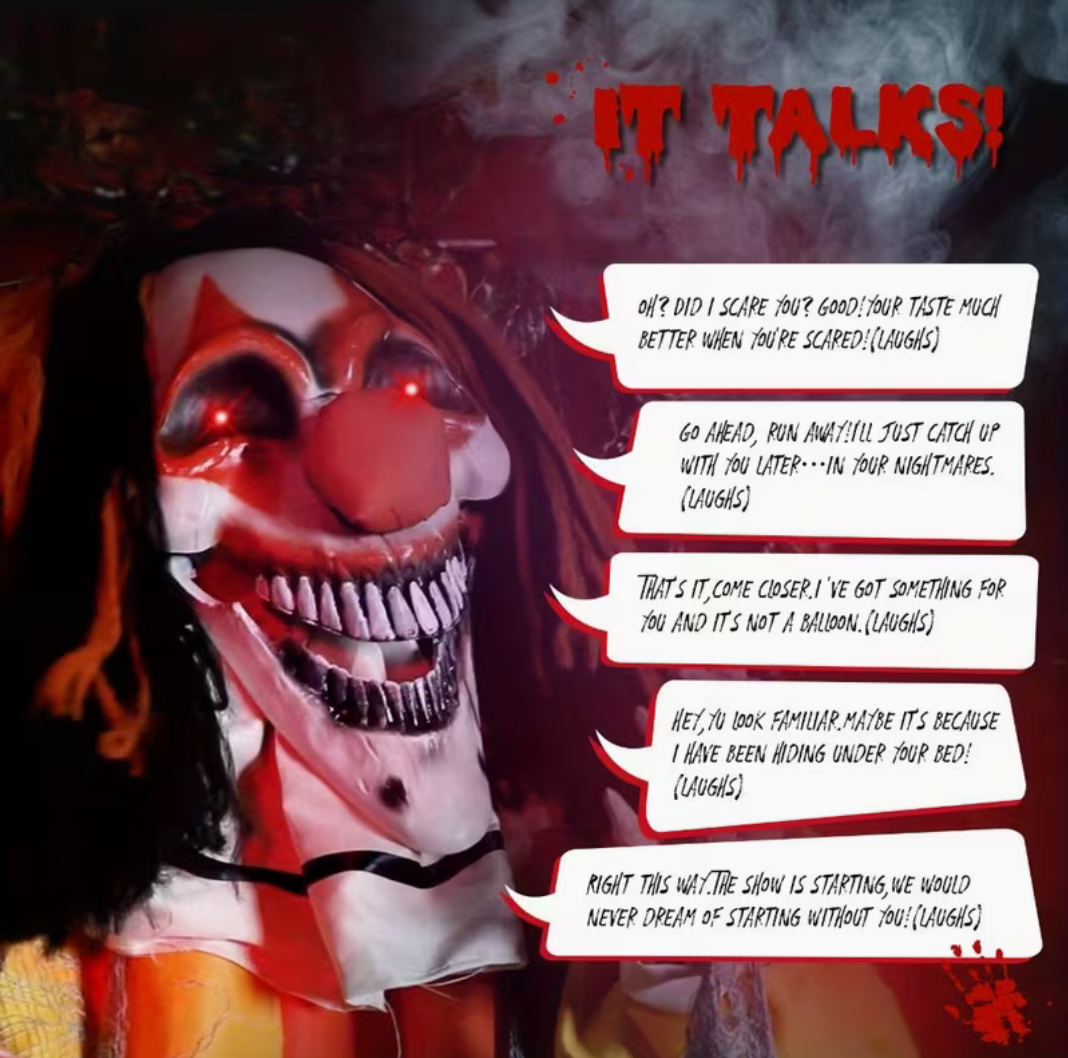 8.2ft Animated Screaming Clown Halloween Decoration – Life-Size Haunted Yard Prop