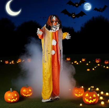8.2ft Animated Screaming Clown Halloween Decoration – Life-Size Haunted Yard Prop