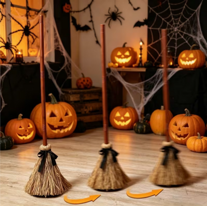 Touch-Activated Floating Witch Broom – Dancing Halloween Decoration with Cackling Sound