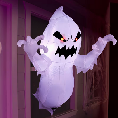 4.5-Foot Halloween Inflatable Ghost Breaking Through Window with LED Lighting