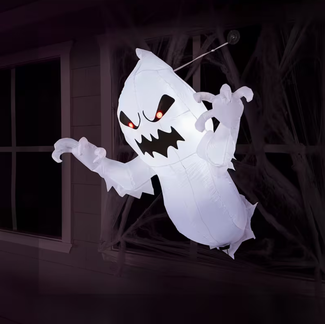 4.5-Foot Halloween Inflatable Ghost Breaking Through Window with LED Lighting