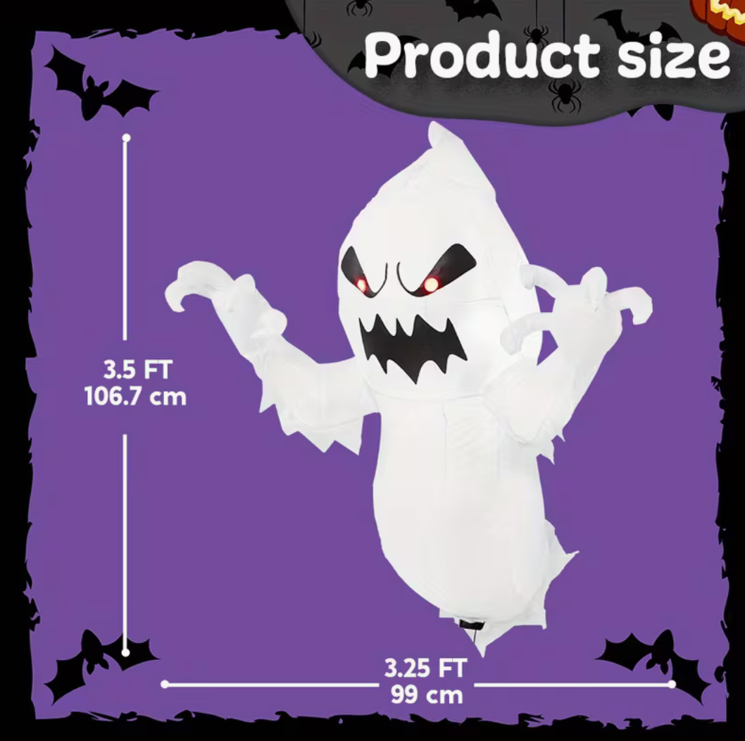 4.5-Foot Halloween Inflatable Ghost Breaking Through Window with LED Lighting