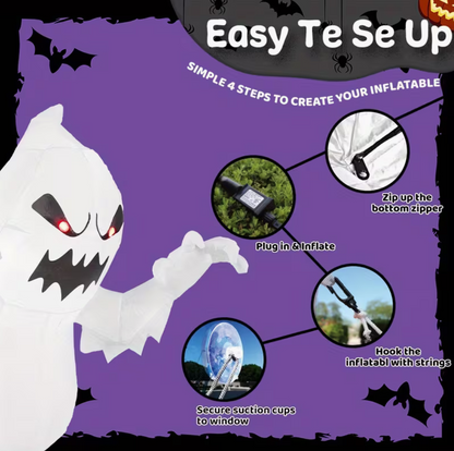 4.5-Foot Halloween Inflatable Ghost Breaking Through Window with LED Lighting