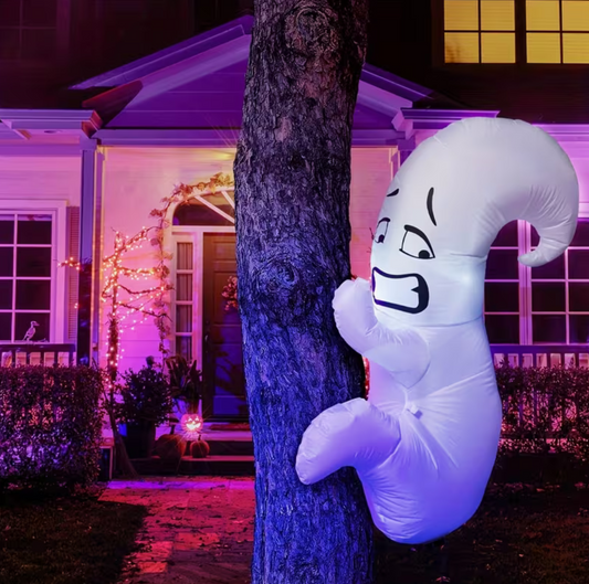 4-Foot Halloween Inflatable Ghost Hugging Tree Outdoor Decoration with LED Lighting