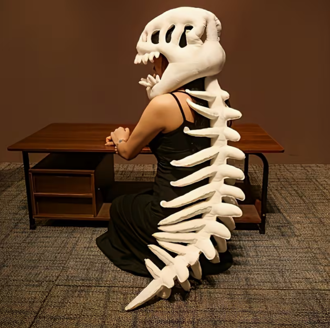 Halloween Dinosaur Skeleton Onesie Costume with Plush Spine & Skull Headband