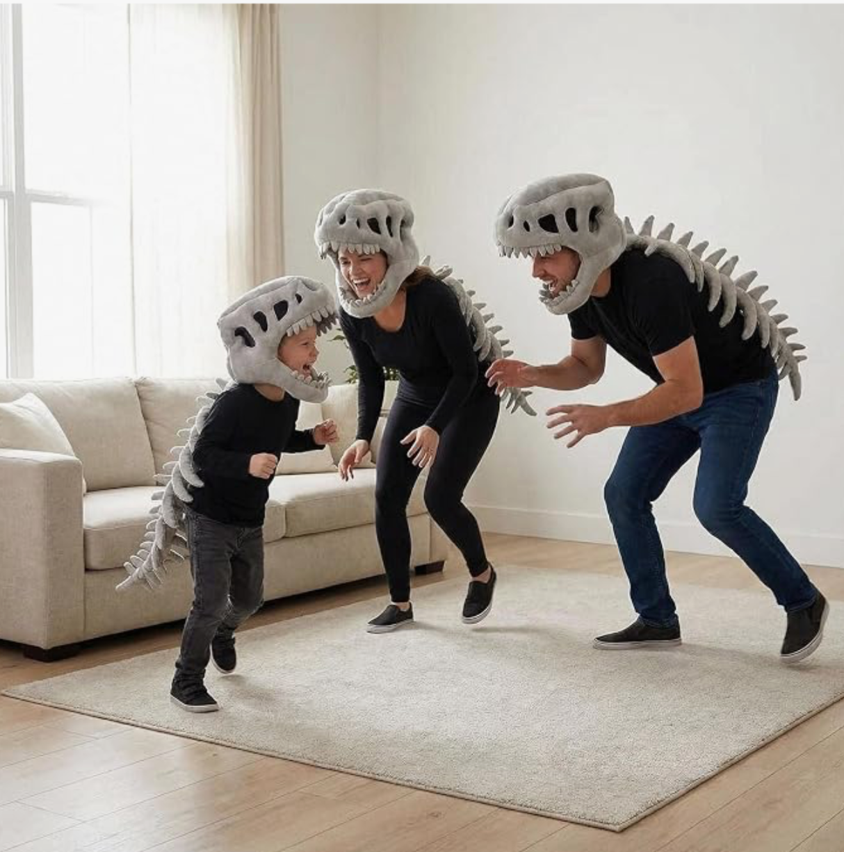 Halloween Dinosaur Skeleton Onesie Costume with Plush Spine & Skull Headband