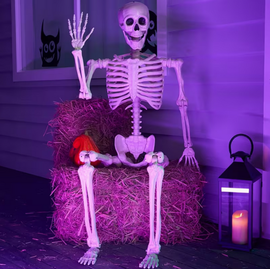 5.6ft Halloween Posable Life-Size Skeleton with Movable Joints