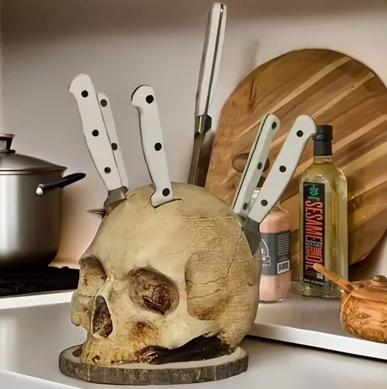 Skull Knife Holder & Skeleton Knife Stand