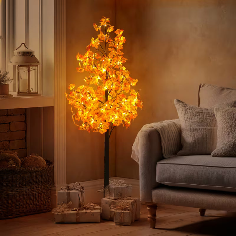 Pre-Lit LED Maple Tree – Lighted Fall Foliage Tree (6ft / 7ft)