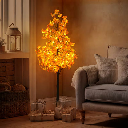 Pre-Lit LED Maple Tree – Lighted Fall Foliage Tree (6ft / 7ft)