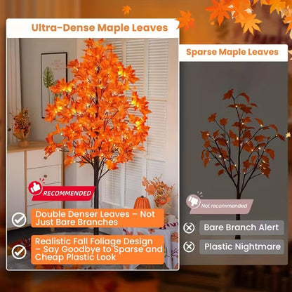 Pre-Lit LED Maple Tree – Lighted Fall Foliage Tree (6ft / 7ft)