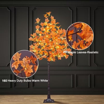 Pre-Lit LED Maple Tree – Lighted Fall Foliage Tree (6ft / 7ft)