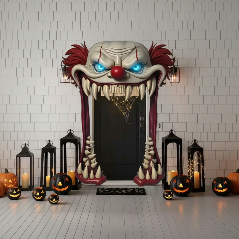 Clown Door Decoration Night Scene