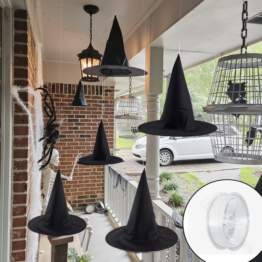 Floating Witch Hats Porch Scene