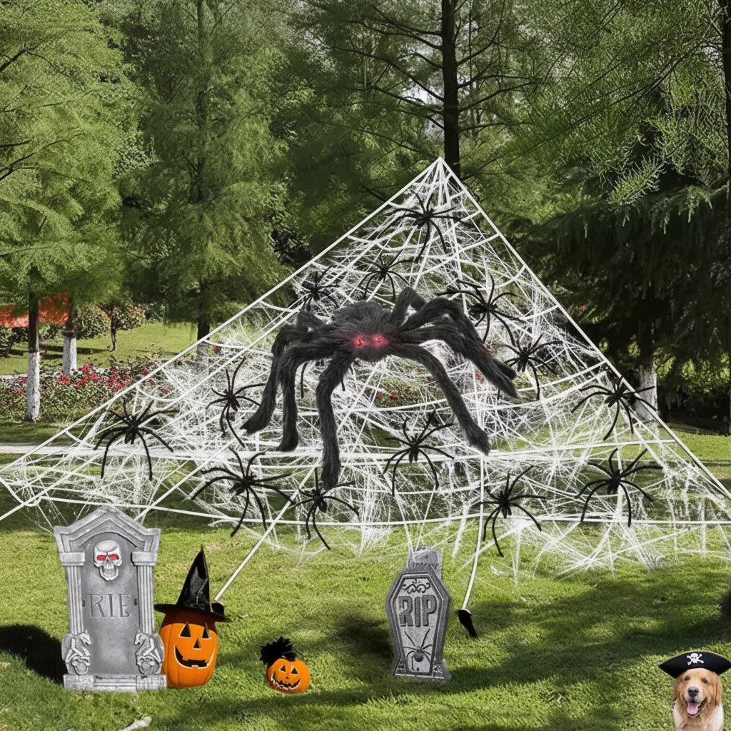 Giant Spider Web Halloween Yard Display