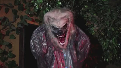 7ft Sound-Activated Animatronic Werewolf – Moving Arms, Glowing Eyes & Howling Halloween Prop