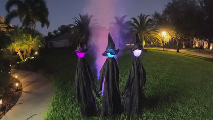 Set of 3 Halloween Witch Decorations – Voice-Activated, Glowing & Sounding | Indoor & Outdoor Props
