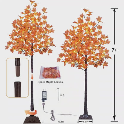Pre-Lit LED Maple Tree – Lighted Fall Foliage Tree (6ft / 7ft)