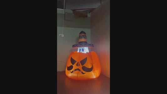 6ft Animated Halloween Inflatable – Sugar Skull Rising from Pumpkin Outdoor Decoration
